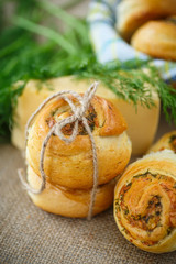 bun with cheese and herbs