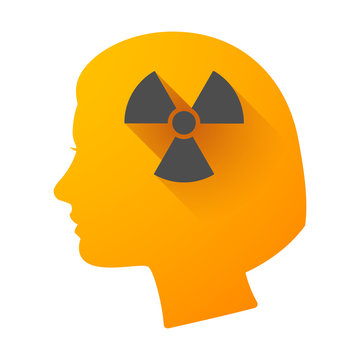 Woman head icon with a radioactivity sign