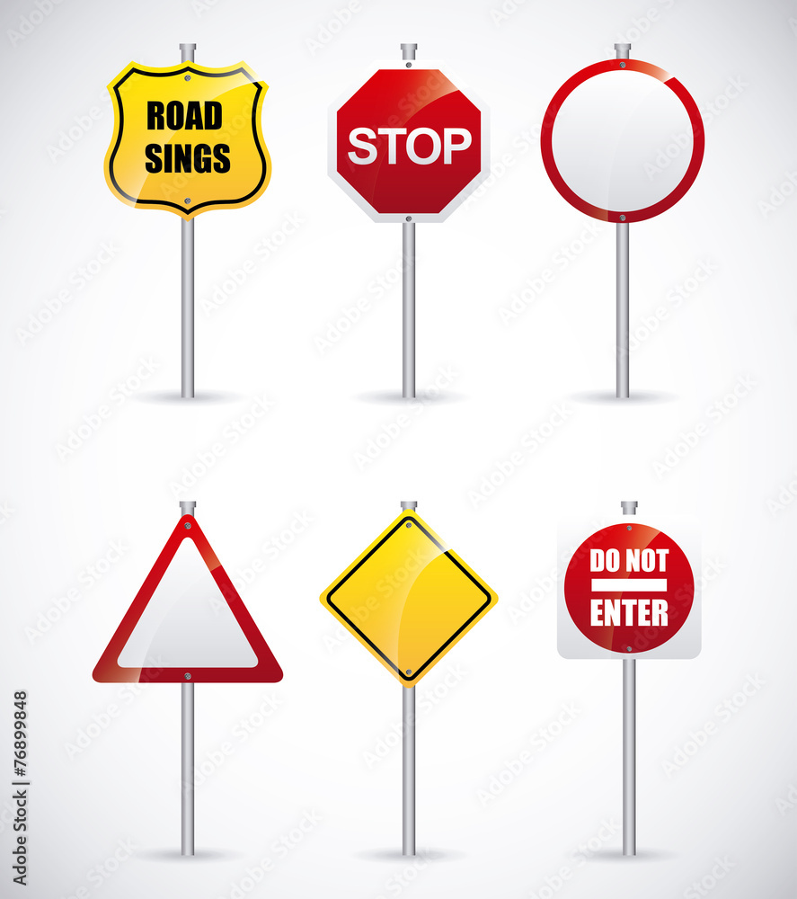 Wall mural road signs