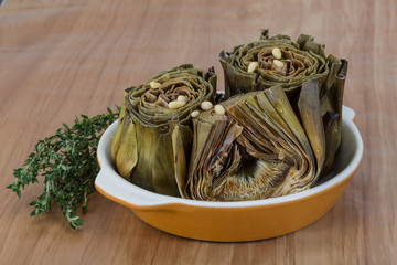 Boiled artichokes
