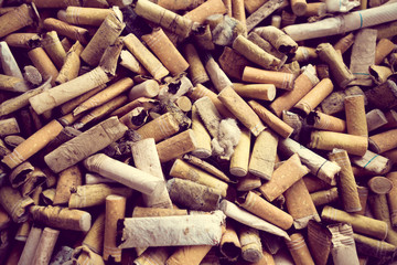 closeup shot of burnt cigarette butts
