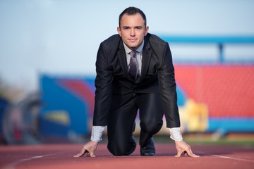 business man ready to sprint