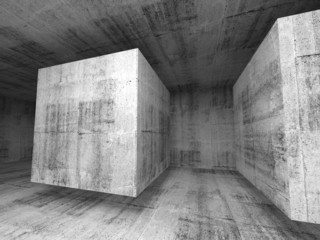 Abstract dark gray concrete room 3d background interior