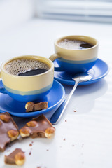 hot coffee and cookies in morning. Soft vintage colors