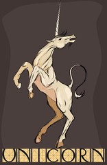 Obraz premium Sketch of unicorn with title