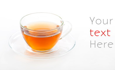 Glass Cup Tea Isolated on White Background