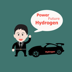 Businessman  oil and hydrogen - speech bubble