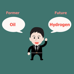 Businessman oil and hydrogen - speech bubble