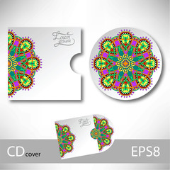 CD cover design template with ukrainian ethnic style