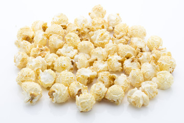 Popcorn isolated on the white background.