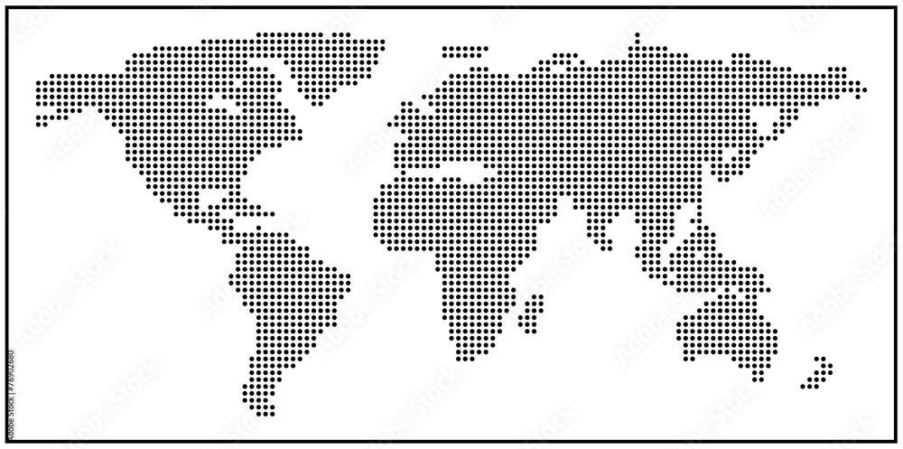 Sticker World map made of dots