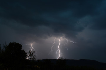 Naklejka na ściany i meble Multi-Strike Lightning during Thunderstorm