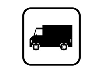 Delivery van icon on white background