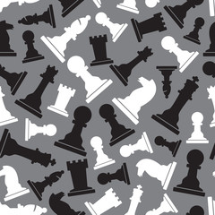black and white chess pieces seamless gray pattern eps10 - 76904001