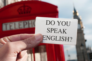 Naklejka premium czy mówisz po angielsku? w szyldie z Big Benem w bac