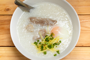 Porridge with egg.