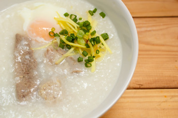 Porridge with egg.