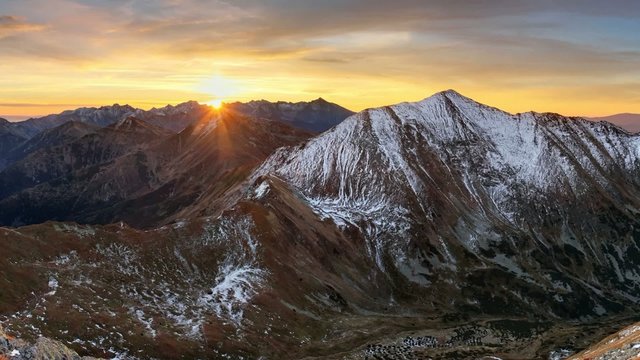 Colorful sunrise mountain landscape panorama, Slovakia