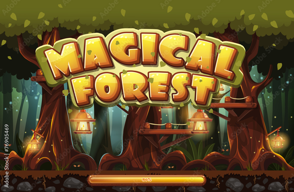 Poster boot screen to the computer game magic forest