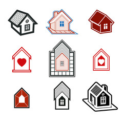 Fototapeta premium Simple cottages collection, real estate and construction theme.