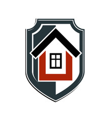 Safety idea, abstract heraldic symbol with a classic house. Real