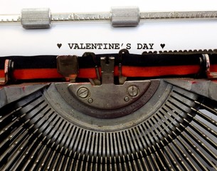 written with the typewriter Valentines Day in black ink
