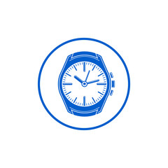 Simple wristwatch graphic illustration, classic hour hand symbol