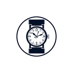 Simple wristwatch graphic illustration, classic hour hand symbol