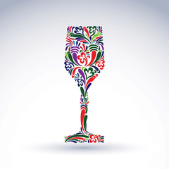 Fantasy decoration, art design goblet with bright flower-pattern