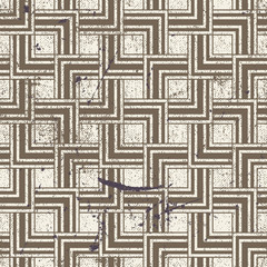 Fototapeta premium Aged textured geometric seamless pattern, vintage vector repeat