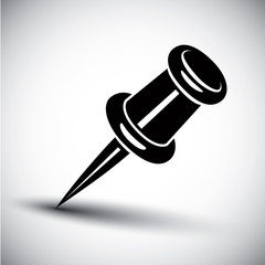 Push pin vector simple single color icon.