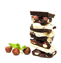 Dark and white chocolate with nuts