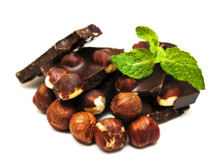 Fototapeta na wymiar Dark chocolate with nuts