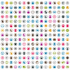 240  shopping icons set, includes money icons, clothes icons