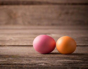 easter eggs on wooden background