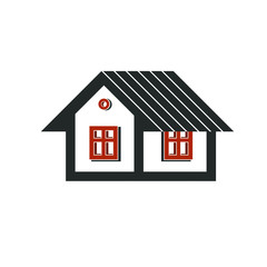 Simple mansion icon isolated on white background, abstract house