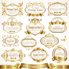 White gold-framed labels set 7