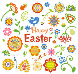 Set of Easter ornamental elements