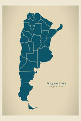 Modern Map - Argentina with provinces AR