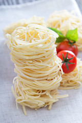 Dry pasta with fresh basil