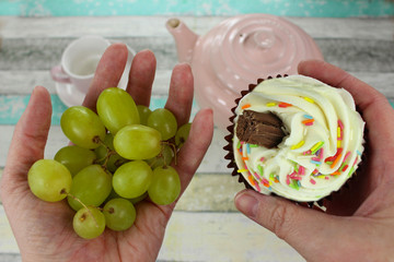 Healthy grapes or cupcake?