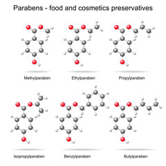Parabens -  preservatives, 3d models