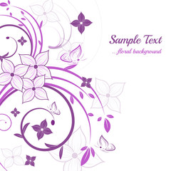 Abstract floral background with leaves and butterflies
