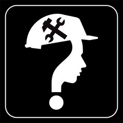 modern worker man sign with question mark, vector