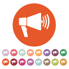 The megaphone icon. Bullhorn symbol. Flat