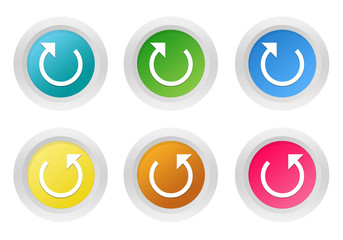 Set of rounded colorful buttons with arrow symbol