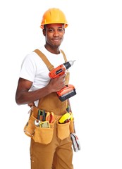 Handyman isolated white background.