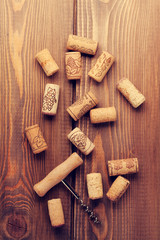Fototapeta na wymiar Wine corks and corkscrew