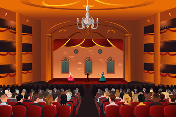 Spectators inside a theater