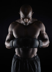 Fototapeta na wymiar Boxer preparing for fight